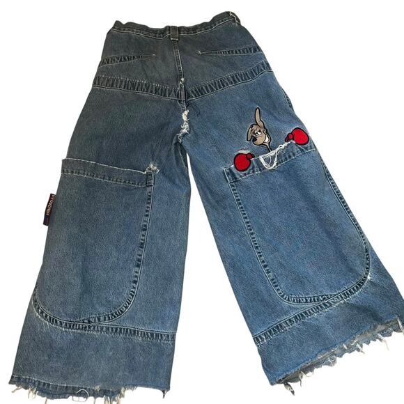Vintage Y2K JNCO Jeans thrashed Kangaroo wide leg baggy skater distressed grunge - Picture 1 of 14